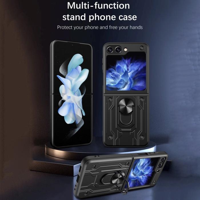 Bild 2,  Galaxy Z Flip 6 / 7 FE Skal Armor Hyrbid Ringskal Svart - Teknikhallen.se