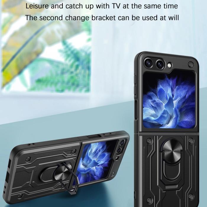 Bild 4,  Galaxy Z Flip 6 / 7 FE Skal Armor Hyrbid Ringskal Svart - Teknikhallen.se