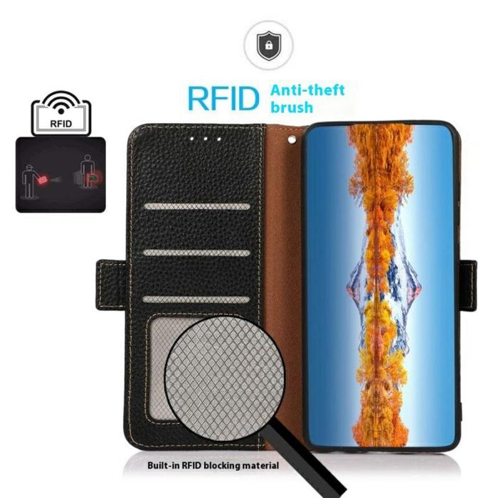 Bild 4, KHAZNEH KHAZNEH Motorola Edge 50 Fodral RFID Äkta Läder Svart - Teknikhallen.se