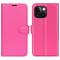  iPhone 15 Plus Fodral Litchi Textur Rosa - Teknikhallen.se