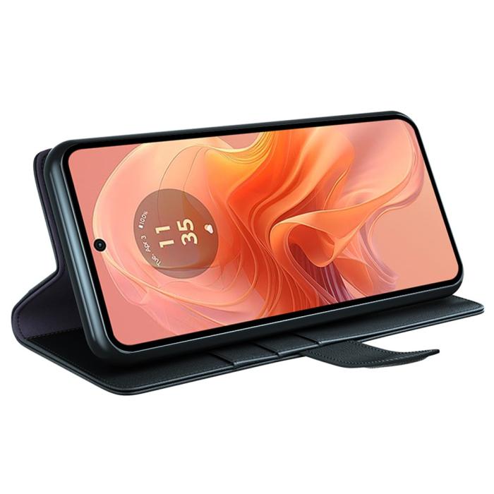 Bild 3,  Motorola Moto G04 4G/G24 4G Äkta Läder Fodral Svart - Teknikhallen.se