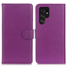  Samsung Galaxy S26 Ultra Fodral Litchi L&auml;der Lila - Teknikhallen.se