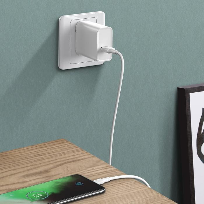 Bild 2, BASEUS Baseus VOOC 1m 5A USB-C QC3.0 Kabel - Vit - Teknikhallen.se