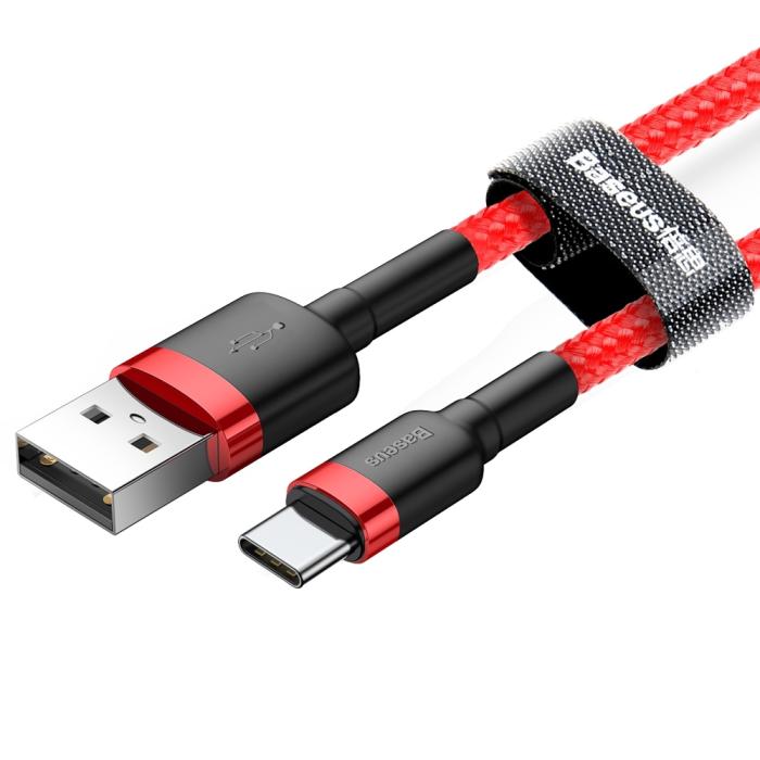 Bild 3, BASEUS Baseus Cafule 2m USB-C QC3.0 Laddningskabel - Röd - Teknikhallen.se