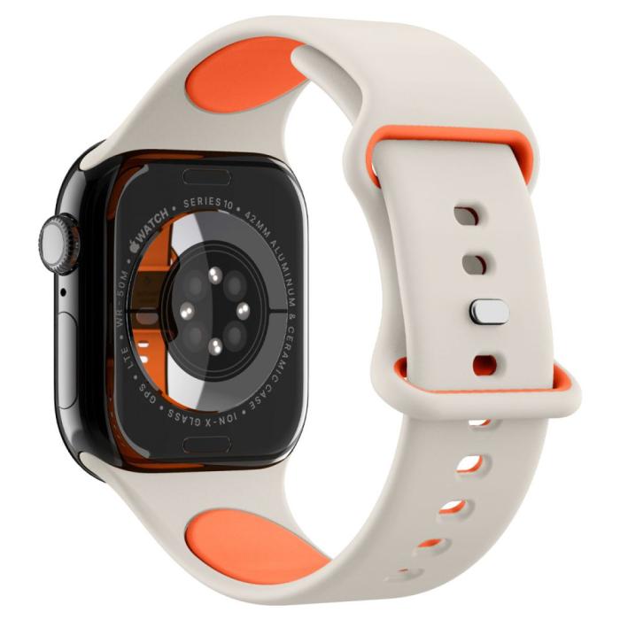 Bild 5, Spigen Spigen Apple Watch 42/41/40/38 mm Armband Nano Pop Orange Beige - Teknikhallen.se