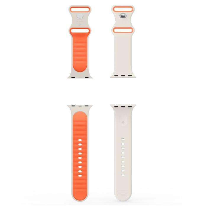 Bild 6, Spigen Spigen Apple Watch 42/41/40/38 mm Armband Nano Pop Orange Beige - Teknikhallen.se