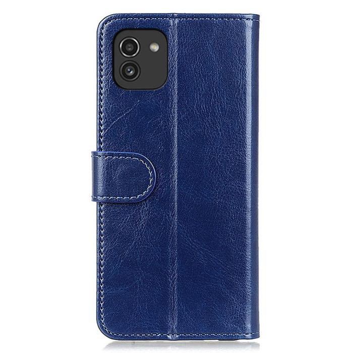 Bild 3,  Samsung Galaxy A03 Fodral Crazy Horse Blå - Teknikhallen.se