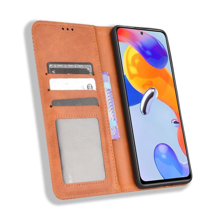 Bild 4,  Xiaomi Redmi Note 11 Pro 5G Fodral Flip Vintage Brun - Teknikhallen.se
