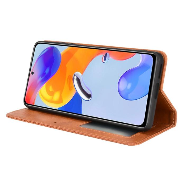 Bild 5,  Xiaomi Redmi Note 11 Pro 5G Fodral Flip Vintage Brun - Teknikhallen.se