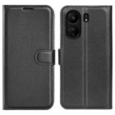  Xiaomi Redmi 13C 4G Fodral Litchi L&auml;der Svart - Teknikhallen.se