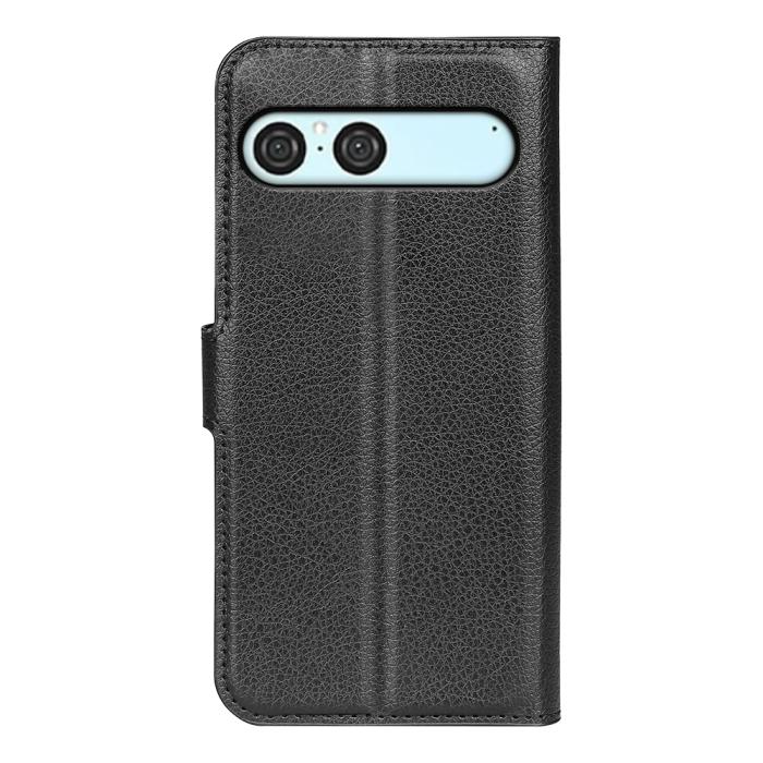 Bild 3,  Sony Xperia 10 VII Fodral Litchi Läder Svart - Teknikhallen.se