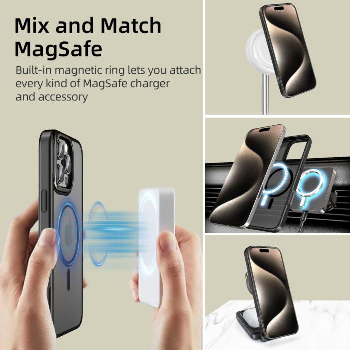 Bild 4, Tech-Protect Tech-Protect iPhone 16 Pro Skal MagSafe MagEdge Matt Svart/Gunmetal - Teknikhallen.se