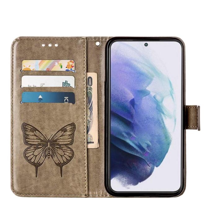 Bild 2,  Samsung Galaxy S23 Plus Fodral Fjäril Grå - Teknikhallen.se