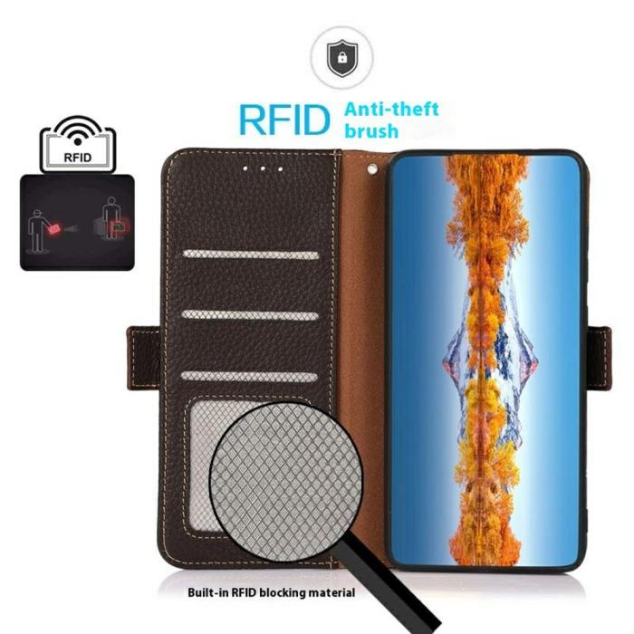 Bild 4, KHAZNEH KHAZNEH Motorola Edge 50 Fodral RFID Äkta Läder Brun - Teknikhallen.se