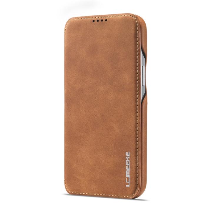Bild 2, LC.IMEEKE LC.IMEEKE iPhone 14 Pro Fodral Slim Flip Brun - Teknikhallen.se