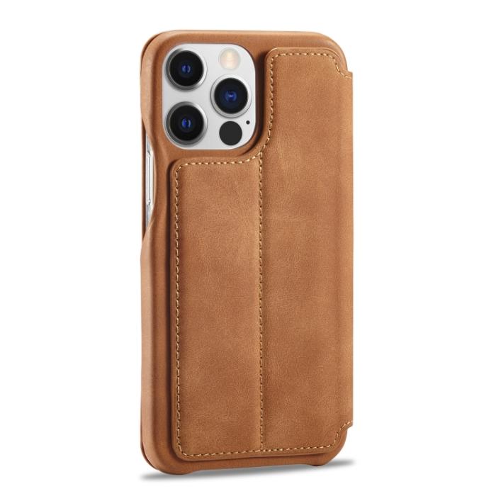 Bild 3, LC.IMEEKE LC.IMEEKE iPhone 14 Pro Fodral Slim Flip Brun - Teknikhallen.se