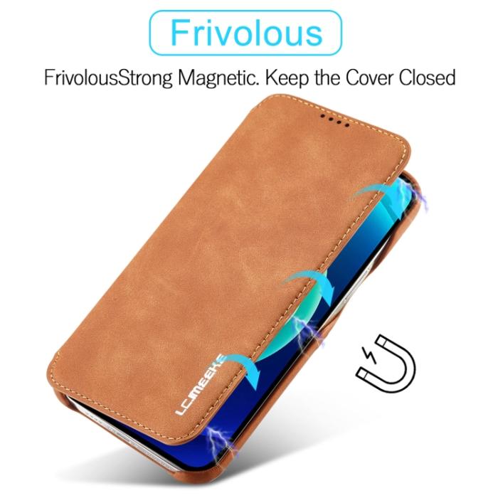 Bild 5, LC.IMEEKE LC.IMEEKE iPhone 14 Pro Fodral Slim Flip Brun - Teknikhallen.se