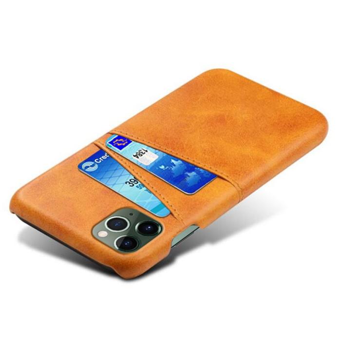 Bild 3,  iPhone 15 Plus Skal Läder Med 2 Kortfack Orange - Teknikhallen.se