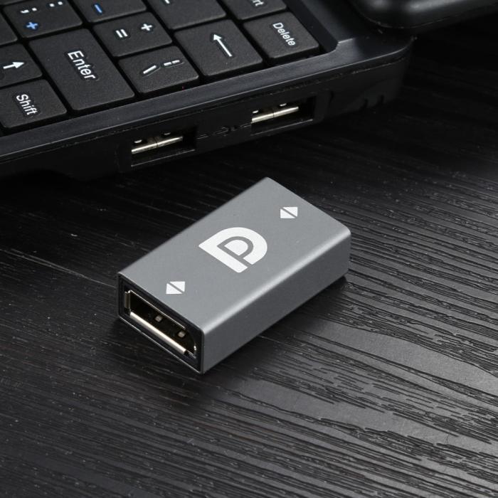 Bild 5,  DisplayPort Hona till DisplayPort Hona Förlängning Adapter Grå - Teknikhallen.se