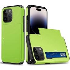 iPhone 14 Pro Max Skal Med Kortfack Gr&ouml;n - Teknikhallen.se