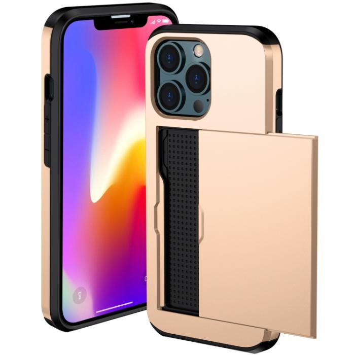 Bild 2,  iPhone 14 Pro Max Skal Med Kortfack Guld - Teknikhallen.se