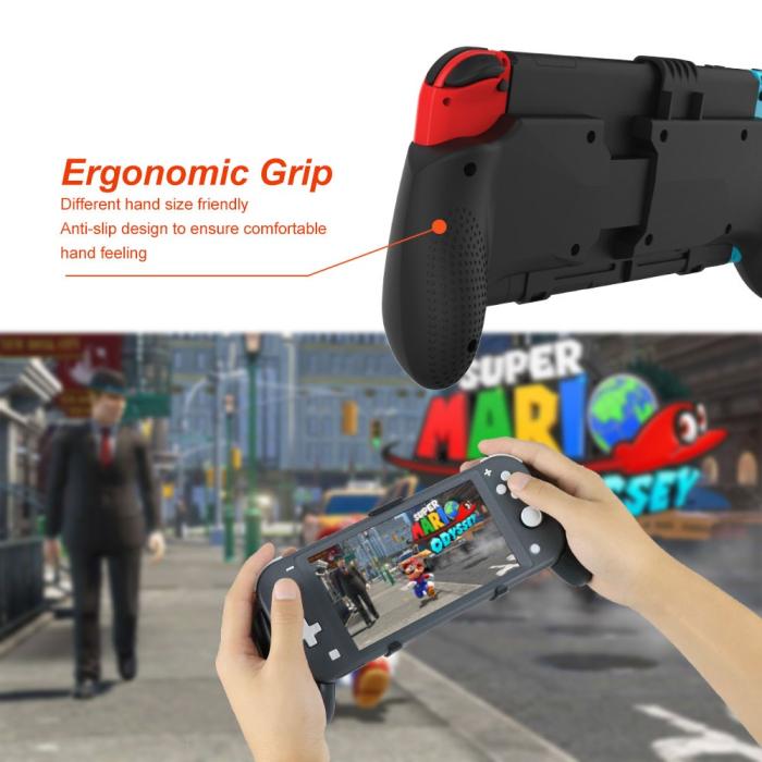 Bild 2, JYS JYS Nintendo Switch/Switch Lite 2in1 Infällbar Skyddsfodral Med Fäste Svart - Teknikhallen.se