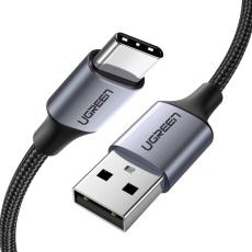 UGREEN Ugreen 3A 2m QC3.0 USB-C Fl&auml;tad Nylonkabel - Gr&aring; - Teknikhallen.se