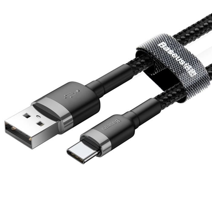 Bild 3, BASEUS Baseus Cafule 3m USB-C QC3.0 Laddningskabel - Svart/Grå - Teknikhallen.se