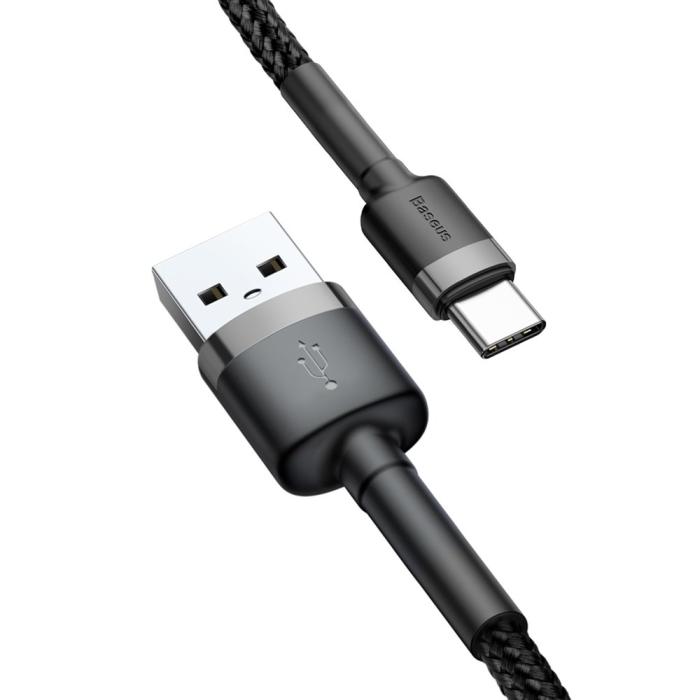 Bild 4, BASEUS Baseus Cafule 3m USB-C QC3.0 Laddningskabel - Svart/Grå - Teknikhallen.se
