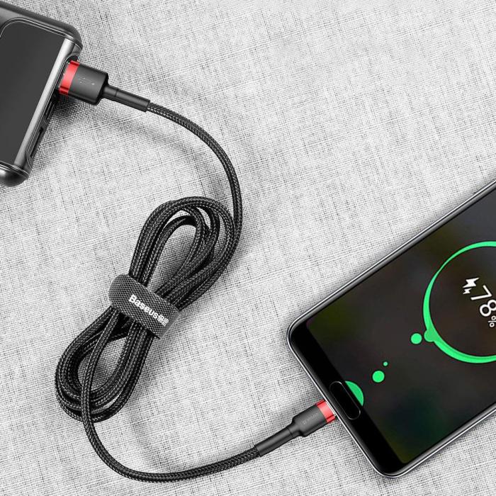 Bild 5, BASEUS Baseus Cafule 3m USB-C QC3.0 Laddningskabel - Svart/Grå - Teknikhallen.se