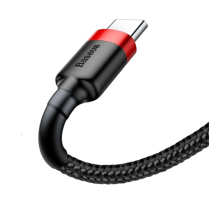 Bild 2, BASEUS Baseus Cafule 3m USB-C QC3.0 Laddningskabel - Svart/Röd - Teknikhallen.se