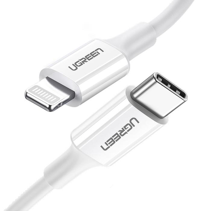 Bild 2, UGREEN Ugreen 1m MFi 18W 3A Lightning - USB-C Kabel - Vit - Teknikhallen.se