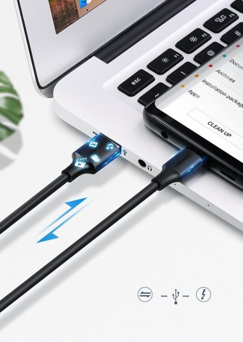 Bild 4, UGREEN Ugreen 2A 2m USB-C Kabel - Svart - Teknikhallen.se