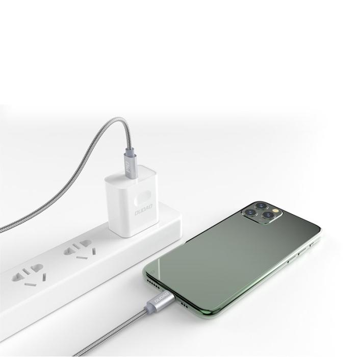 Bild 2, DUDAO Dudao 1m 45W 5A PD Lightning - USB-C Flätad Nylon - Grå - Teknikhallen.se