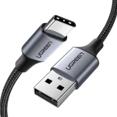 UGREEN Ugreen 3A 2m QC3.0 USB-C Fl&auml;tad Nylonkabel - Gr&aring; - Teknikhallen.se