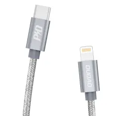 DUDAO Dudao 1m 45W 5A PD Lightning - USB-C Fl&auml;tad Nylon - Gr&aring; - Teknikhallen.se