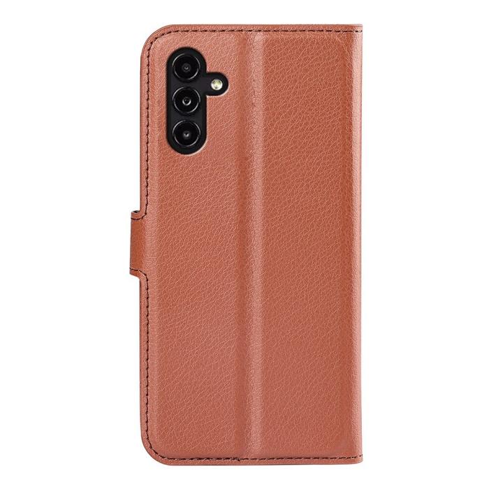 Bild 6,  Samsung Galaxy A14 4G/5G Fodral Litchi Läder Brun - Teknikhallen.se