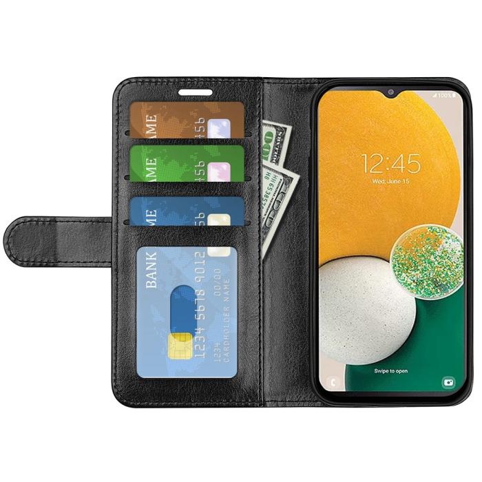 Bild 2,  Samsung Galaxy A14 4G/5G Fodral Crazy Horse Läder Svart - Teknikhallen.se