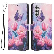  Samsung Galaxy A27 5G Fodral L&auml;der Blommor Rosa - Teknikhallen.se