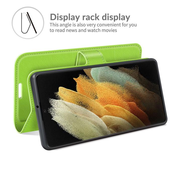 Bild 6,  Samsung Galaxy S22 Ultra Fodral Litchi Läder Grön - Teknikhallen.se
