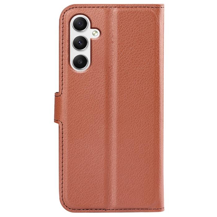 Bild 6,  Samsung Galaxy A35 5G Fodral Läder Litchi Brun - Teknikhallen.se
