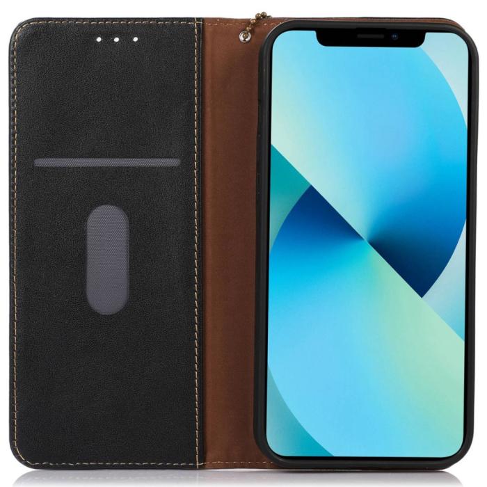 Bild 2, KHAZNEH KHAZNEH iPhone 15 Fodral RFID Flip Äkta Läder Svart - Teknikhallen.se
