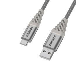 OtterBox OtterBox Premium 1m USB-C - USB-A Kabel Nylonflätad Grå - Teknikhallen.se