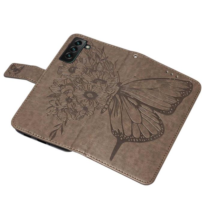 Bild 6,  Samsung Galaxy S23 Plus Fodral Fjäril Grå - Teknikhallen.se