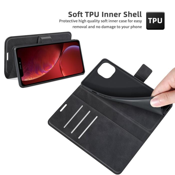 Bild 6,  iPhone 13 Fodral Solid Läder Svart - Teknikhallen.se