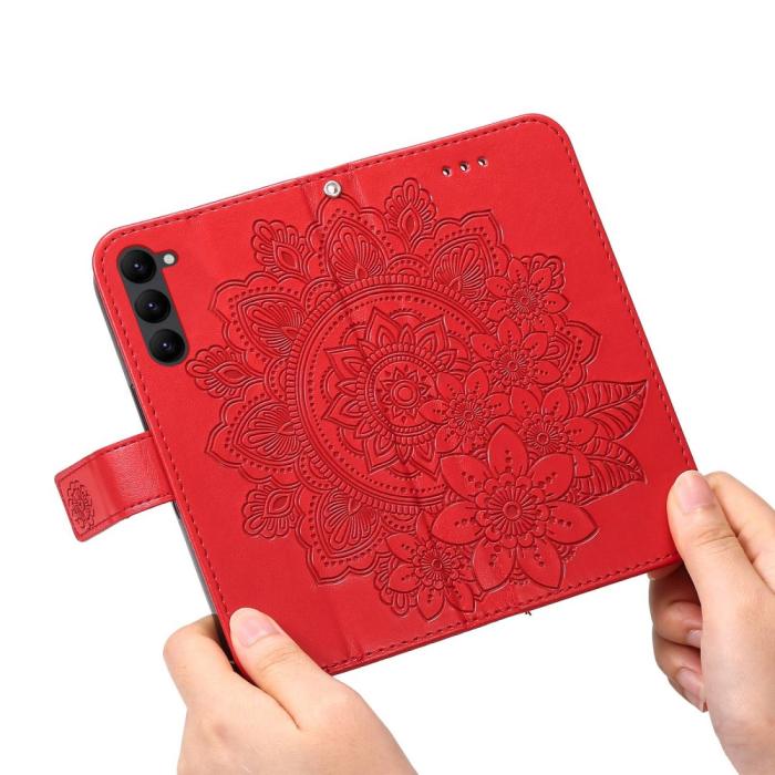Bild 5,  Samsung Galaxy S23 Fodral Mandala Läder Röd - Teknikhallen.se