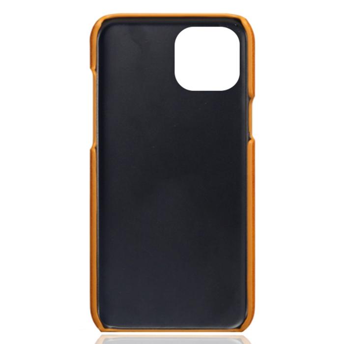 Bild 4,  iPhone 15 Plus Skal Läder Med 2 Kortfack Orange - Teknikhallen.se