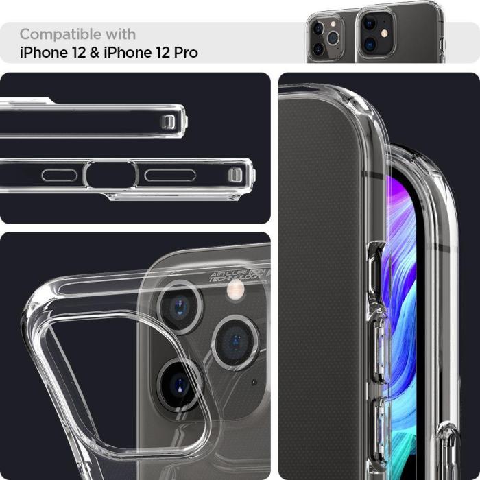 Bild 5, Spigen iPhone 12 / 12 Pro - Spigen Liquid Crystal Clear Skal - Teknikhallen.se