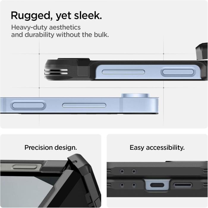 Bild 5, Spigen Spigen Galaxy Z Flip 7 FE / 6 Skal MagSafe Tough Armor Pro Svart - Teknikhallen.se