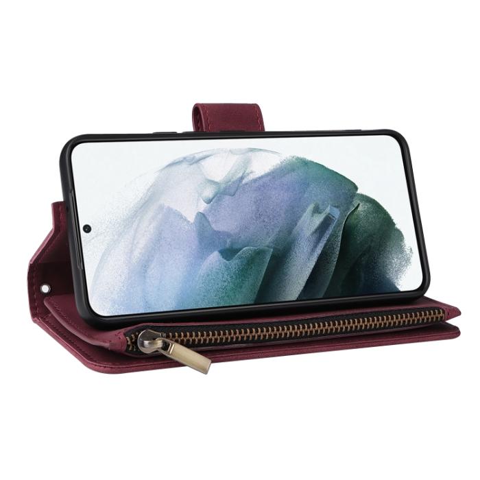 Bild 6,  Samsung Galaxy S22 Fodral Multifunktionell Läder Vinröd - Teknikhallen.se